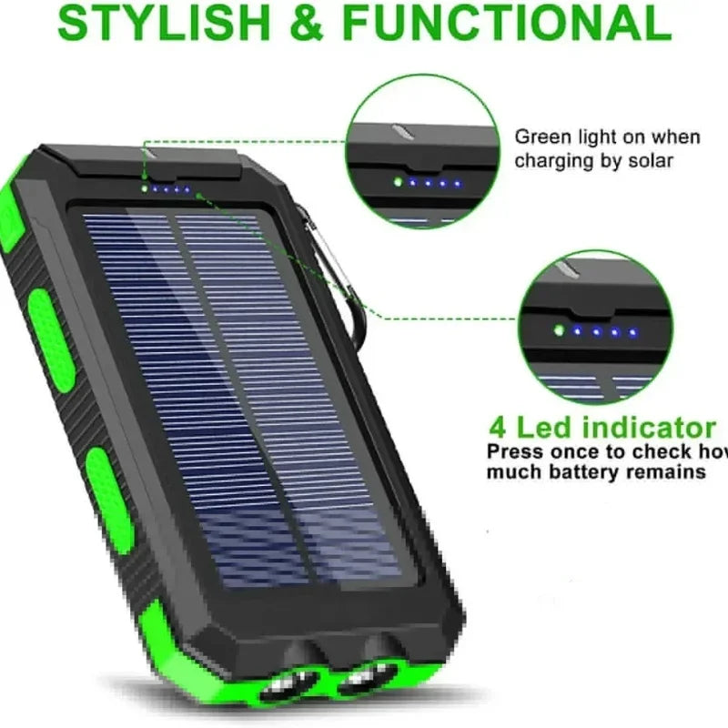 Artsy Digi™ Solar Power Bank – 200000mAh Waterproof Dual USB Charger for Camping & Travel