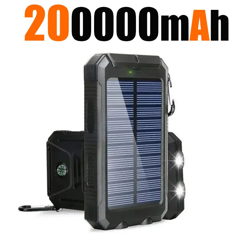 Artsy Digi™ Solar Power Bank – 200000mAh Waterproof Dual USB Charger for Camping & Travel