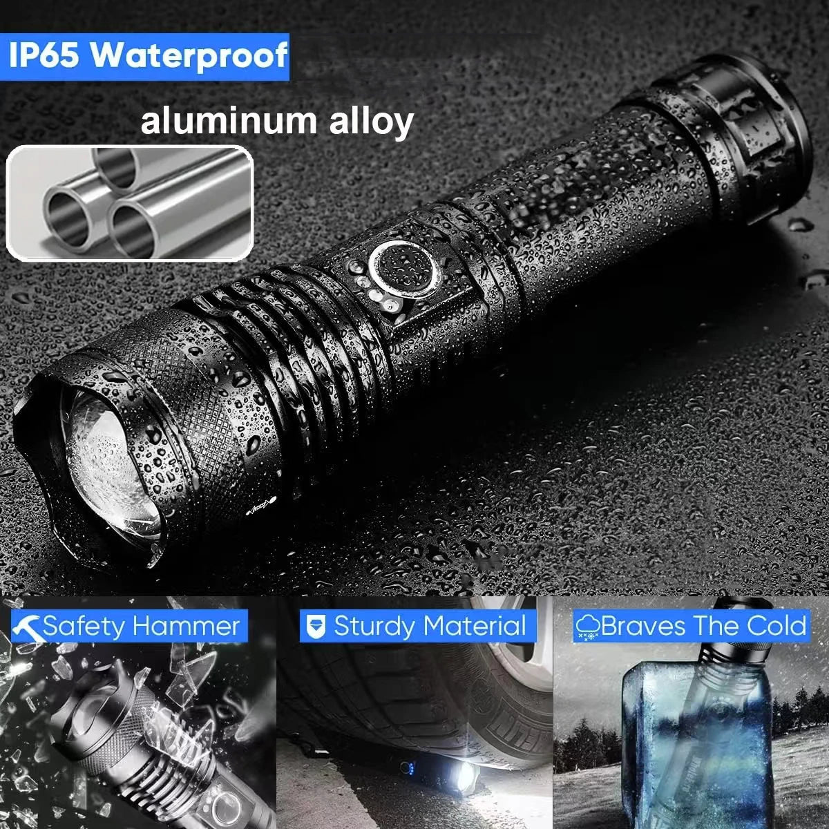 Artsy Digi™ Tactical Flashlight – Rechargeable LED Torch with Telescopic Zoom Pro