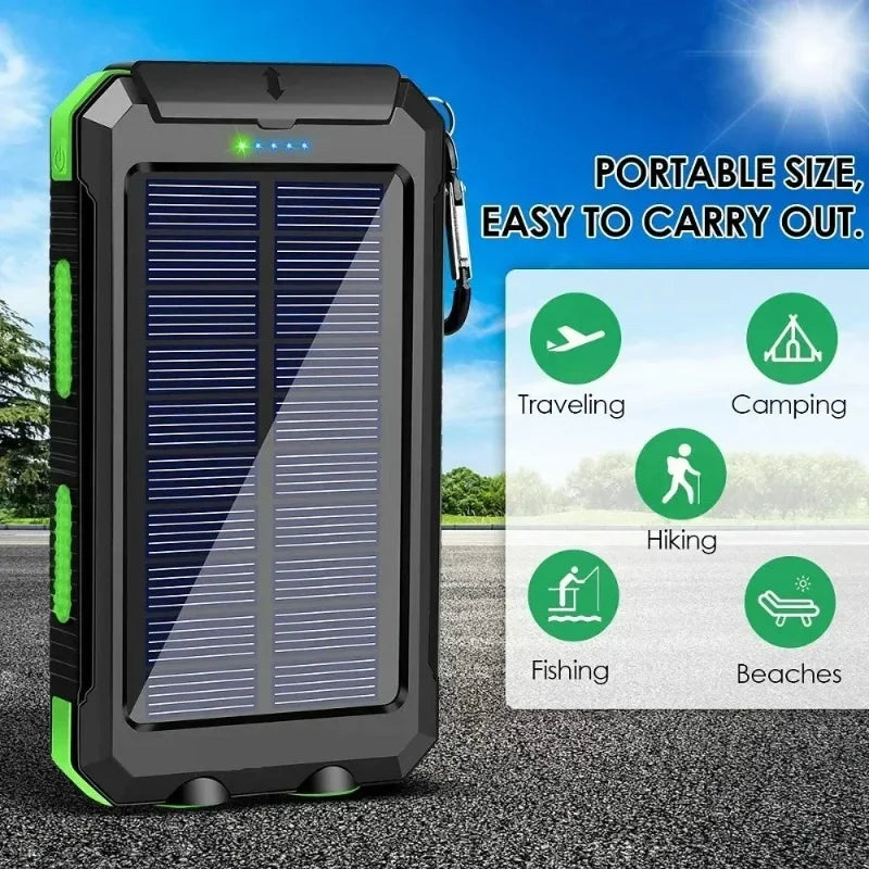 Artsy Digi™ Solar Power Bank – 200000mAh Waterproof Dual USB Charger for Camping & Travel