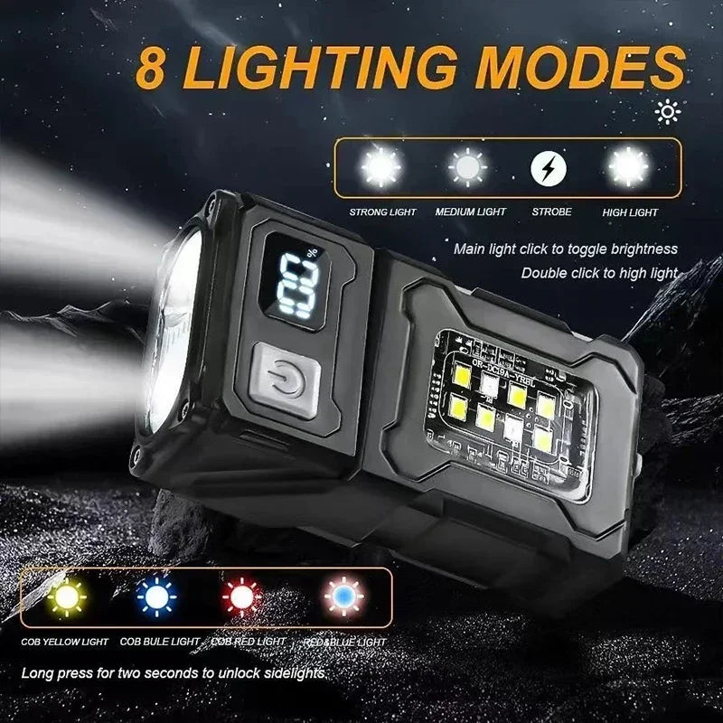 Artsy Digi™ Mini Flashlight – USB Rechargeable with Tail Magnet & Side COB Light