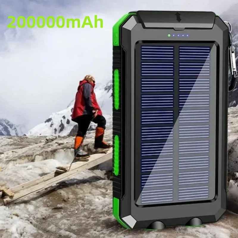 Artsy Digi™ Solar Power Bank – 200000mAh Waterproof Dual USB Charger for Camping & Travel