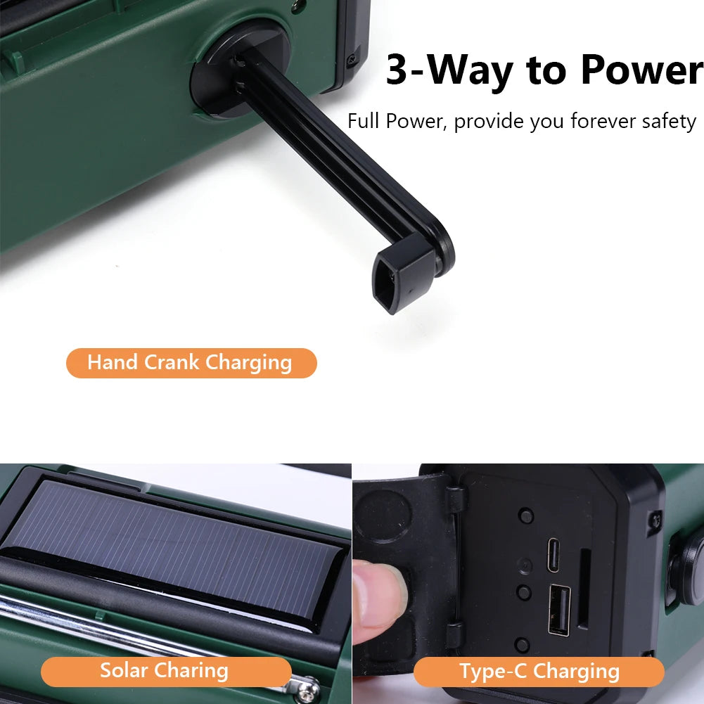 Artsy Digi™ Emergency Radio Basic – AM/FM, Solar & Crank Powered with LED & Power Bank