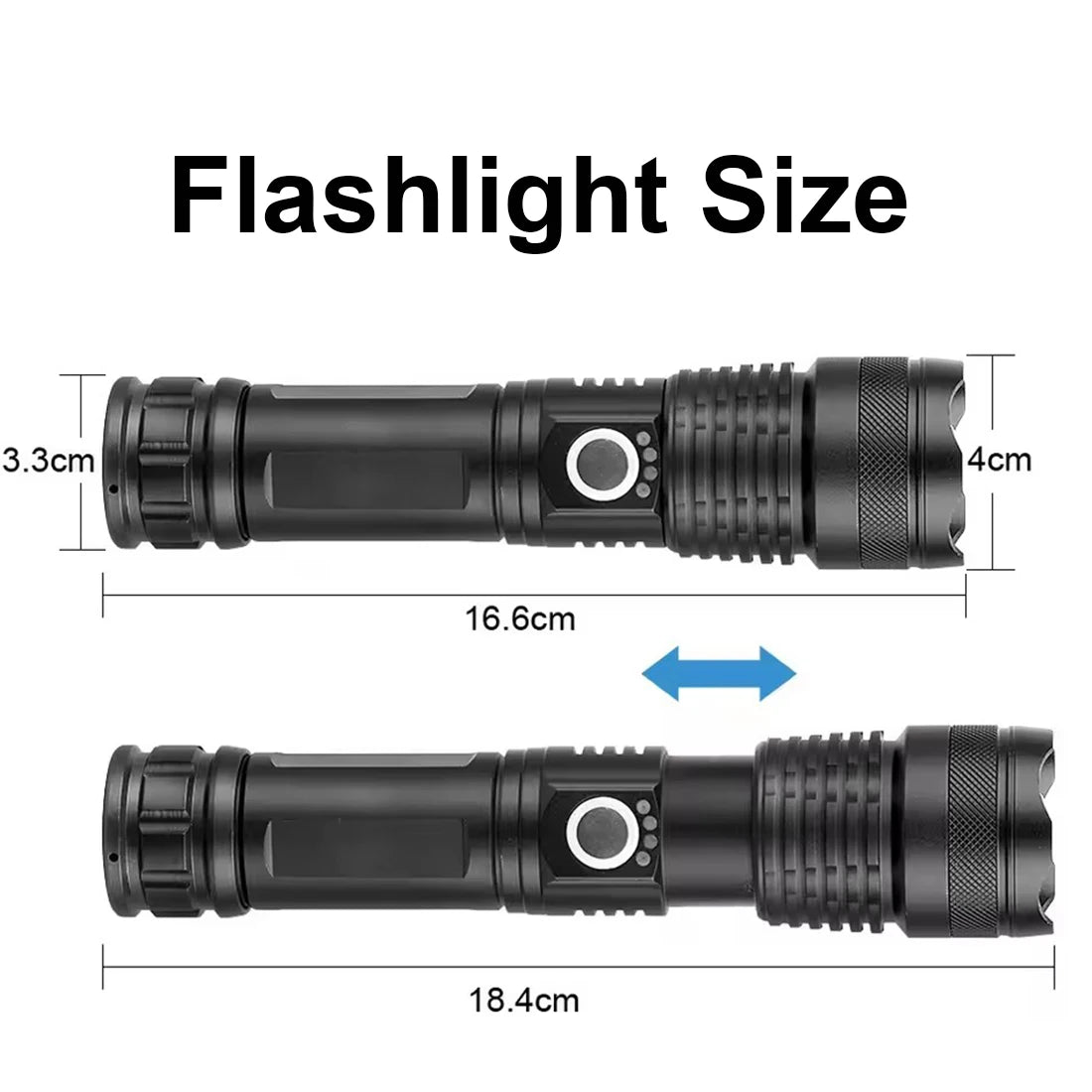 Artsy Digi™ Tactical Flashlight – Rechargeable LED Torch with Telescopic Zoom Pro