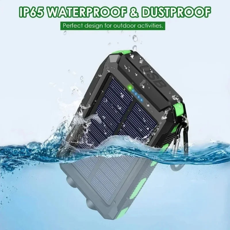 Artsy Digi™ Solar Power Bank – 200000mAh Waterproof Dual USB Charger for Camping & Travel