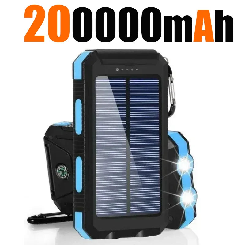 Artsy Digi™ Solar Power Bank – 200000mAh Waterproof Dual USB Charger for Camping & Travel