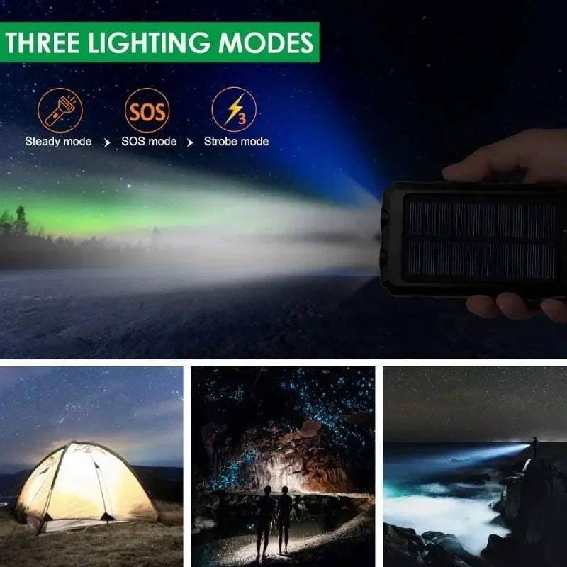 Artsy Digi™ Solar Power Bank – 200000mAh Waterproof Dual USB Charger for Camping & Travel