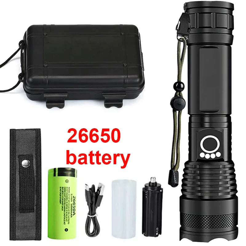 Artsy Digi™ Tactical Flashlight – Rechargeable LED Torch with Telescopic Zoom Pro