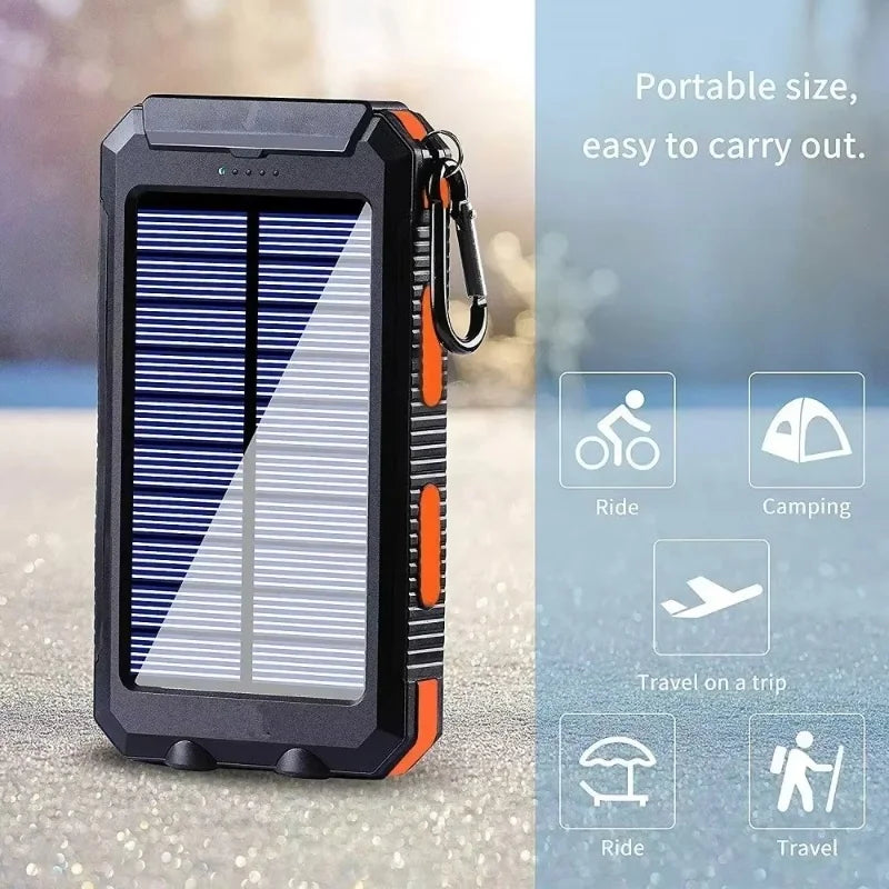 Artsy Digi™ Solar Power Bank – 200000mAh Waterproof Dual USB Charger for Camping & Travel