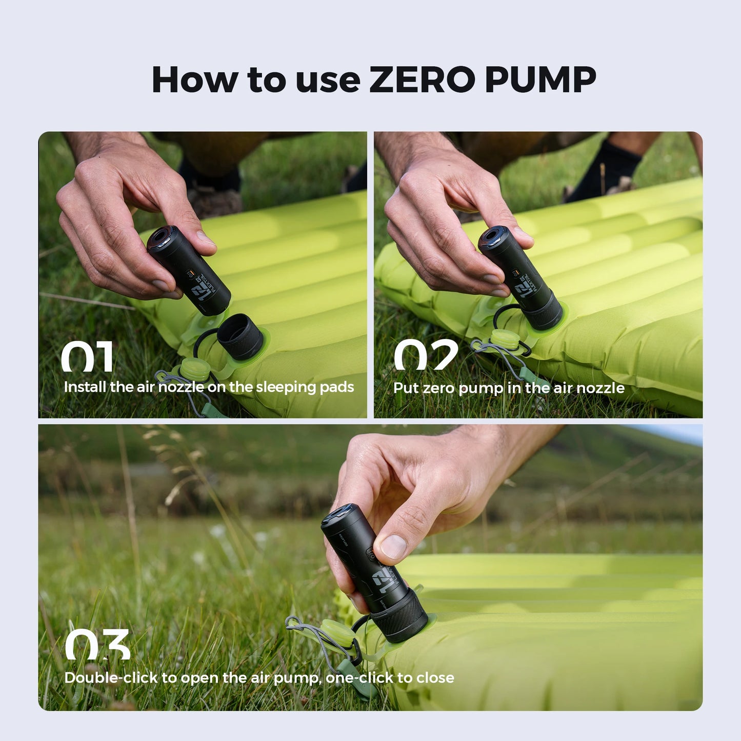 Artsy Digi™ ZERO PUMP PRO – Portable Electric Air Pump for Camping Pads (Rechargeable)