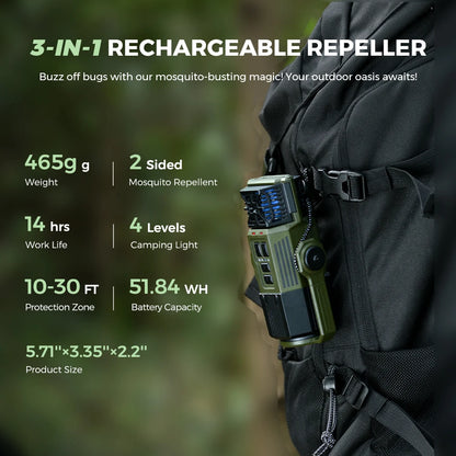 Artsy Digi™ EVO Repeller PRO – Rechargeable Mosquito Repeller & 3000LM Camp Lantern