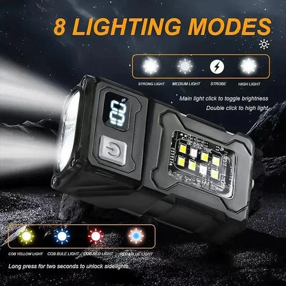 Artsy Digi™ Mini Flashlight – USB Rechargeable with Tail Magnet & Side COB Light