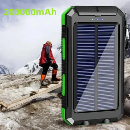 Artsy Digi™ Solar Power Bank – 200000mAh Waterproof Dual USB Charger for Camping & Travel
