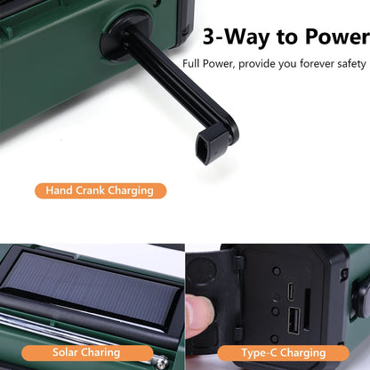 Artsy Digi™ Emergency Radio Basic – AM/FM, Solar & Crank Powered with LED & Power Bank