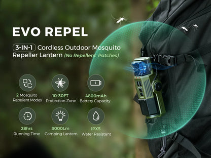 Artsy Digi™ EVO Repeller PRO – Rechargeable Mosquito Repeller & 3000LM Camp Lantern