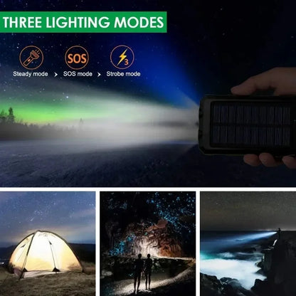 Artsy Digi™ Solar Power Bank – 200000mAh Waterproof Dual USB Charger for Camping & Travel