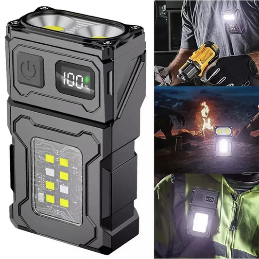 Artsy Digi™ Mini Flashlight – USB Rechargeable with Tail Magnet & Side COB Light